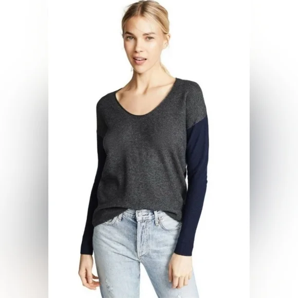 Madewell Kimball Colorblock Sweater Grey Navy Blue Size S - Picture 3 of 10